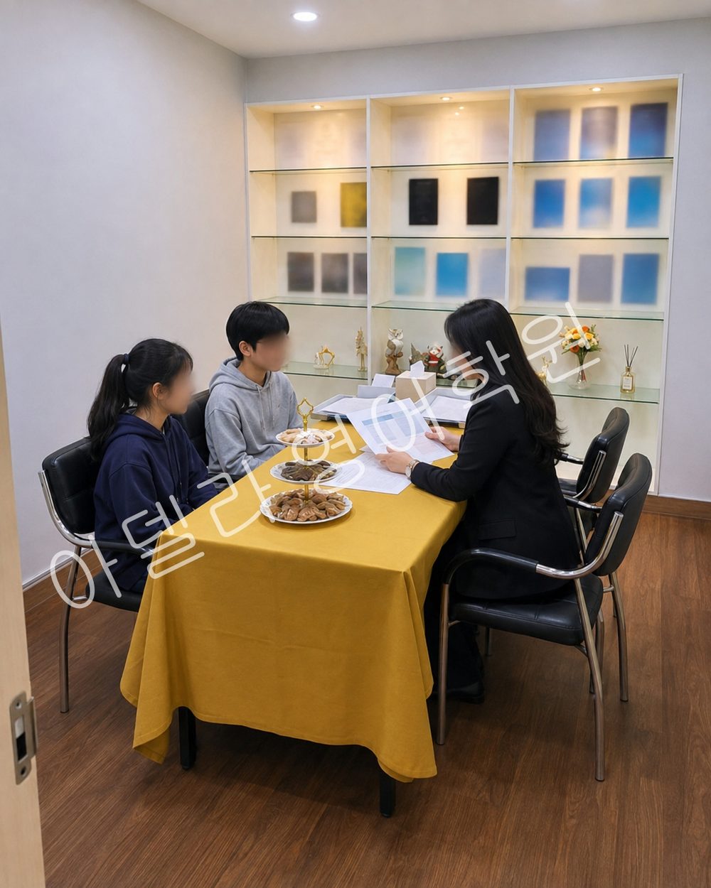 학생별 현재 학습 상태를 확인하는 상담 장면